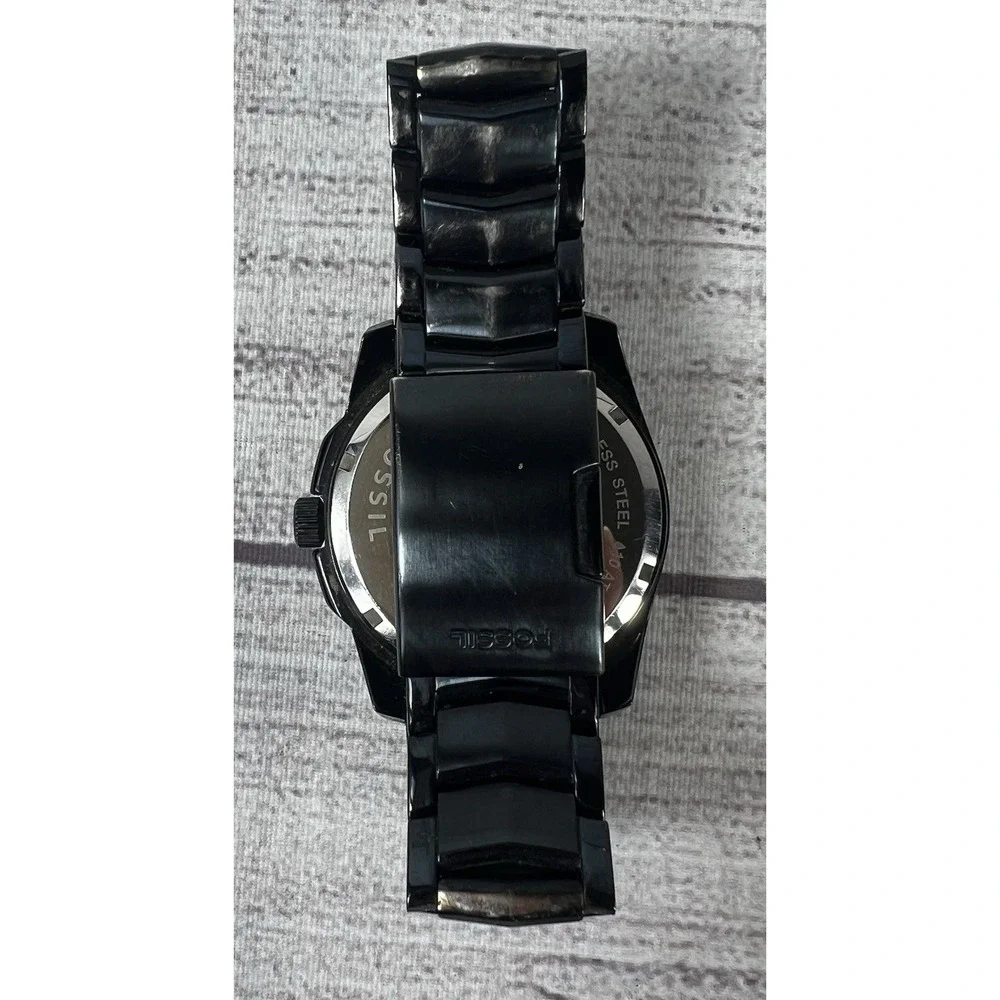 Fossil Black Stainless Steel Crystal Accent Watch For Parts‎